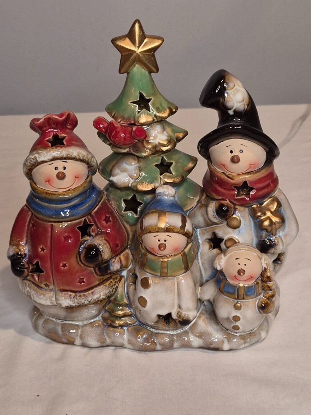 Christmas Wonder Cardinal Snowmen Nightlight